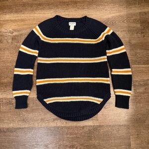 Arizona Jean Company Navy Sweater with Yellow and White Stripes